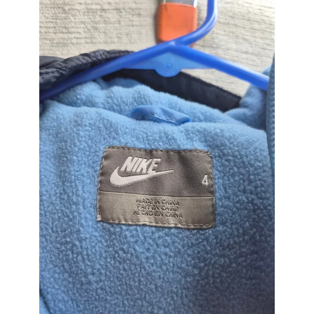 Y2K Nike Puffer Jacket Boys 4 Multicolor Colorblock Fleece Lined Hooded Full Zip